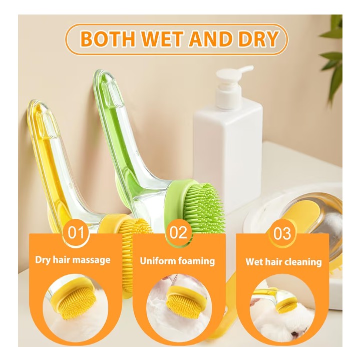 Multi-Functional Pet Bath Brush with Shampoo Dispenser