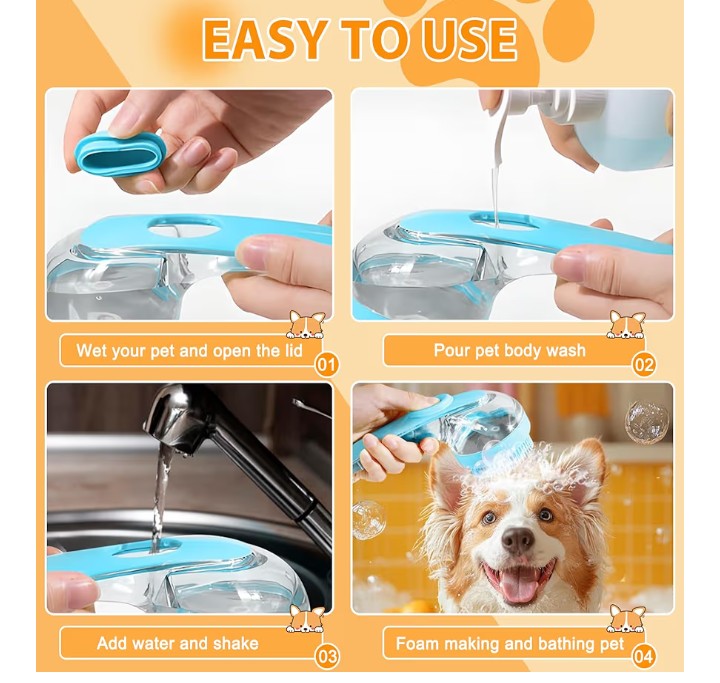 Multi-Functional Pet Bath Brush with Shampoo Dispenser